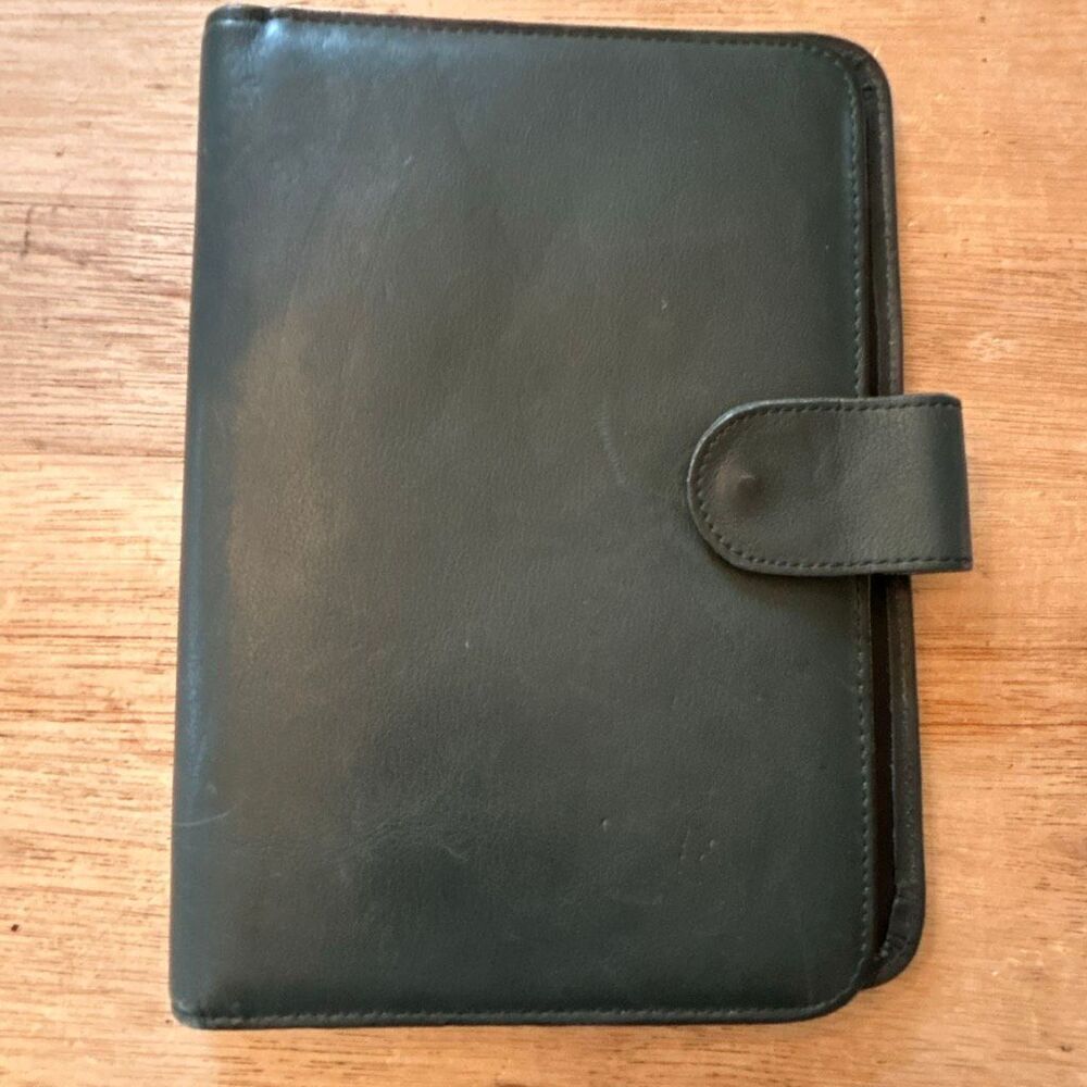Vintage BOSCA Mezzanine Luna green genuine leather organizer travel passport not - Picture 3 of 6